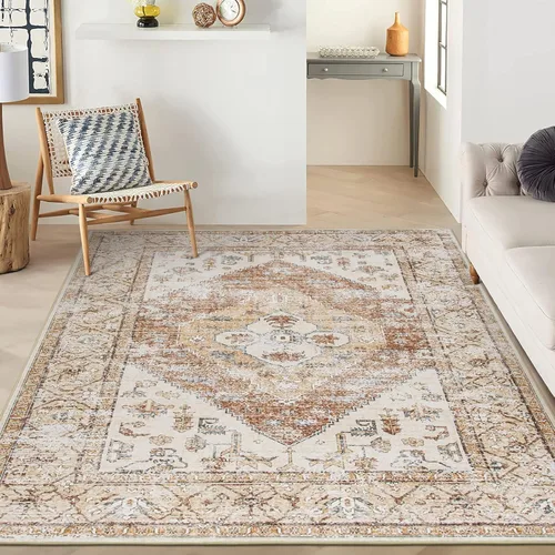 Miniatura 41 de Lahome - Tapete con diseño bohemio, pequeño, antideslizante, lavable, ultradelgado, con estampado oriental desgastado, para entrada, cocina