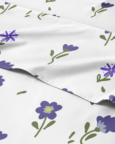 Miniatura 22 de Sábanas con patrón de puntos azules, 1 sábana encimera, 1 sábana bajera y 1 funda de almohada con bolsillos profundos, ropa de cama con estampado