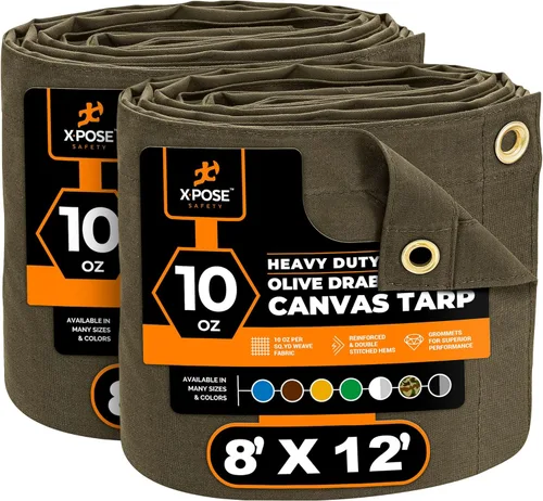 Miniatura 170 de Xpose Safety Lona de Lona - Lonas de Lona Verde de 10oz Resistentes al Agua con Ojales de Latón - Lona Multiusos para Exteriores para Campamento