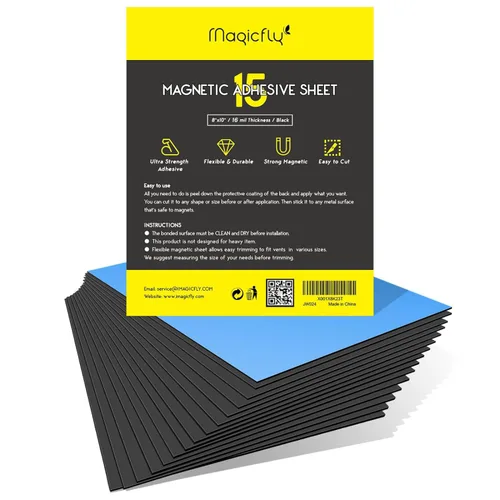 Magicfly Hojas magnéticas adhesivas de 8 x 10 pulgadas, paquete de 15 hojas magnéticas flexibles con respaldo adhesivo para fotos, manualidades y