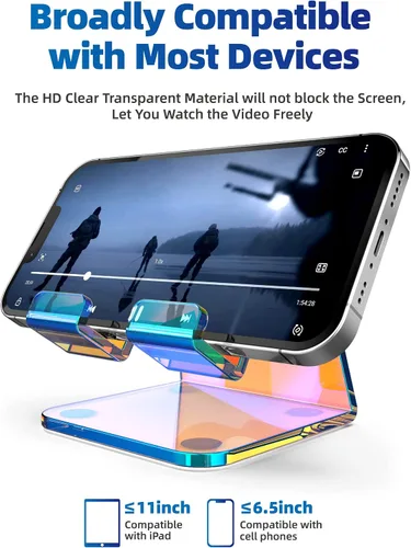 Miniatura 2 de Soporte acrílico para teléfono, soporte transparente para escritorio de oficina, tocador, encimera de cocina, mesita de noche, compatible con iPhone