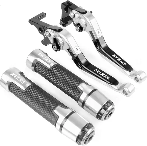 Miniatura 10 de Para Yamaha XTZ125 XTZ 125 2014 2015 Motocicleta Racing Accesorios CNC freno embrague palancas manillar agarre mango mano Grips Cap (Color : 1)
