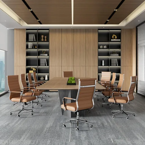 Miniatura 2 de Silla de escritorio de oficina Okeysen, sillas de cuero modernas y ergonómicas para sala de conferencias, silla giratoria ajustable en altura