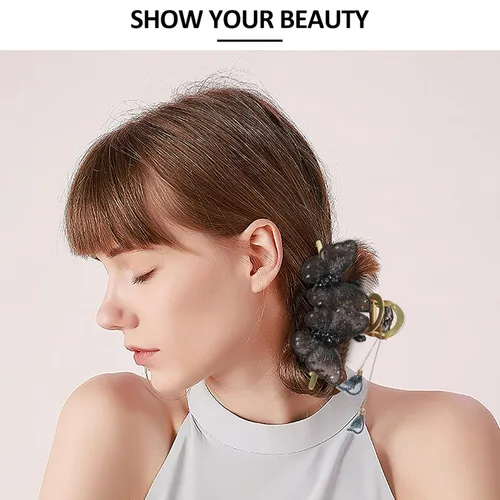 Miniatura 8 de FRCOLOR Pinzas de mariposa para el cabello, horquillas de metal grandes con borla de mariposa, diamantes de imitación con purpurina, pinzas
