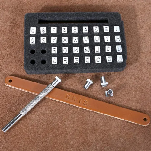 Miniatura 2 de Juego de 26 sellos de letras de metal de artesanía en mayúscula, 1/4 pulgadas (0.236 in) de acero para impresión de letras del alfabeto, herramienta