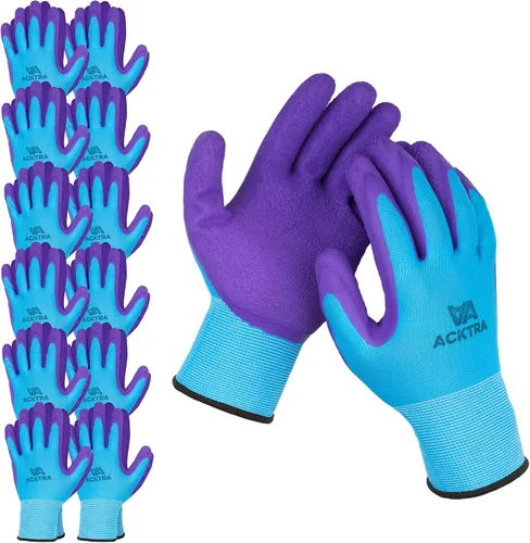 Miniatura 12 de ACKTRA Guantes de trabajo de seguridad de nailon recubierto, 12 pares, muñequera de punto, multiusos, para hombres y mujeres, WG008 poliéster rojo