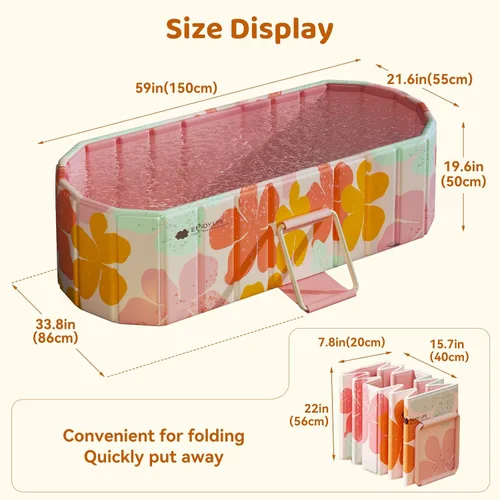Miniatura 2 de Bañera Plegable Portátil, Bañera Independiente Sin Instalación, Bañera de Remojo SPA para Baño, Cabina de Ducha Plegable para Baños Calientes y Rosa