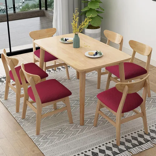 Miniatura 2 de Fuloon Fundas Elásticas para Asientos de Sillas 6 PCS, Fundas para Sillas de Comedor Extraíbles y Lavables Anti-Polvo Fundas para Cojines de Borgoña