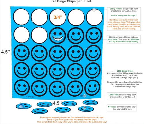 Miniatura 3 de 2500 fichas de bingo, azul (1 de 3 colores), 3/4 pulgadas, fichas de conteo, contador de matemáticas, reutilizables o desechables