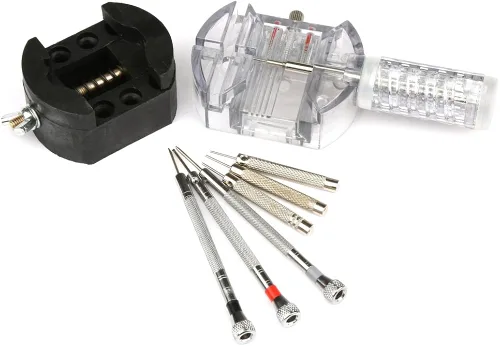Miniatura 2 de H&S - Kit de herramientas de reparación de relojes, 155 piezas, herramientas para extracción de eslabones y espalda y ajuste de correa, viene en una
