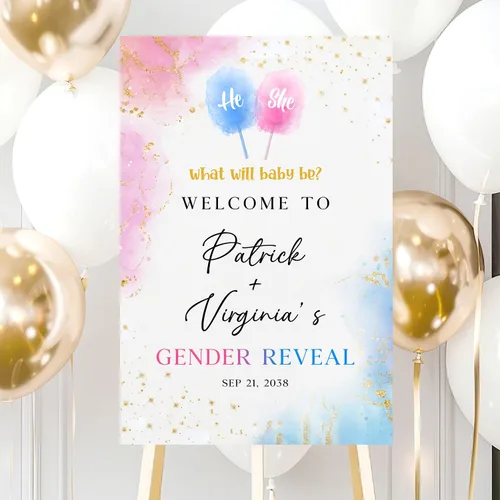 Miniatura 12 de Letrero de bienvenida personalizado de revelación de género con soporte, letrero de revelación de género para niño o niña, letreros de revelación