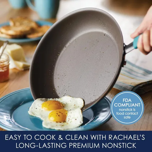 Miniatura 4 de Rachael Ray Cucina Juego de Utensilios de Cocina Antiadherentes Ollas y Sartenes, 12 Piezas, Azul Agave