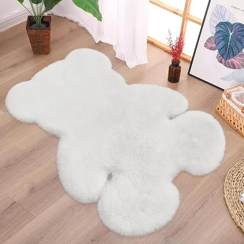Miniatura 13 de Alfombra de pelo de oveja sintética de 2 pies, suave y esponjosa, bonita alfombra de felpa para guardería, habitación de niños y niñas, decoración