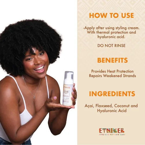 Miniatura 4 de ETNIKER Curl Hair Care Trio: Champú nutritivo, mascarilla acondicionadora profunda y espuma definidora de rizos Limpia, hidrata, desenreda