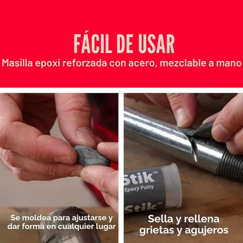 Miniatura 5 de Masilla epóxica reforzada con acero de 2 onzas, de la marca J-B Weld SteelStik 8267