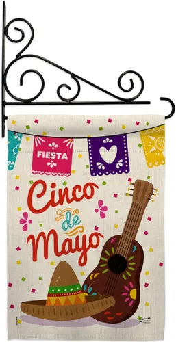 Miniatura 18 de Bandera de jardín del Cinco de Mayo para fiesta de verano, cactus, piñata, sombrero mexicano para decoración de la casa al aire libre, pancarta