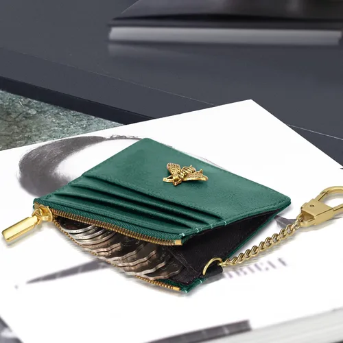 Miniatura 105 de SEAVILIA Tarjetero llavero cartera para mujer con ventana de identificación RFID monedero regalo abeja delgada minimalista pequeña cartera