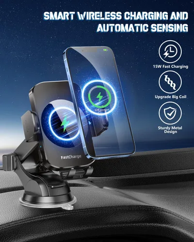 Miniatura 2 de Cargador inalámbrico para automóvil, soporte de teléfono de carga rápida 3 en 1, soporte de teléfono, sujeción automática, accesorios de automóvil