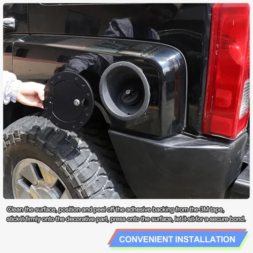 Miniatura 6 de Tapa de tanque de gasolina con bloqueo de puerta para Hummer H3 2005-2009, tapa de gasolina para puerta de llenado de combustible, cubierta de Negro