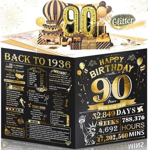 Miniatura 32 de Tarjeta de cumpleaños número 10 para niña, niño, nieto, nieta, hijo, hija, gigante, desplegable, “Happy 10th Year Old”, decoración, regalo de Negro