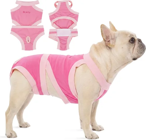 Miniatura 9 de PUMYPOREITY Pantalones de bulldog francés para perro, hechos para cuerpo corto y pecho ancho, solución reutilizable lavable para marcado, Azul