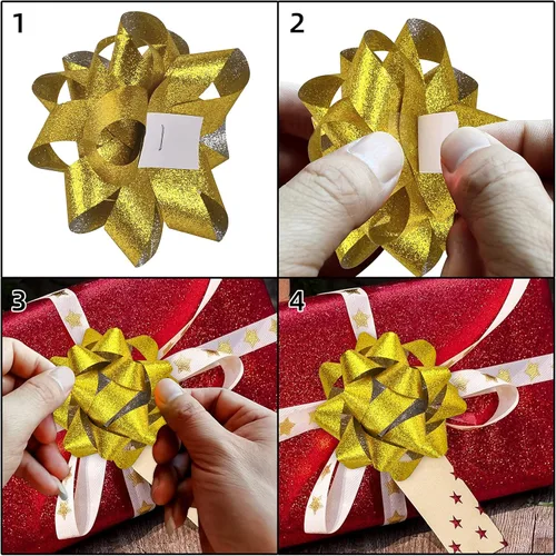 Miniatura 4 de JOYIN 40 lazos de regalo de Navidad surtidos con 34 lazos de regalo autoadhesivos multicolor de tamaños surtidos, 2 lazos rizados, 2 lazos de oropel