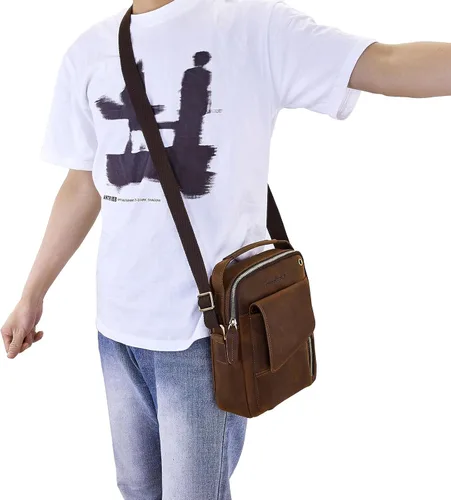 Miniatura 2 de IVESIGN Bolso bandolera para hombres y mujeres, bolso de hombro de cuero Crossbody