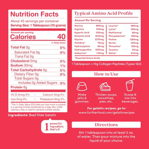 Miniatura 2 de Further Food Polvo de Gelatina Premium – Sin sabor, de cuero de res alimentado con pasto y criado en pastizales, sin OGM, sin azúcar, apto para Keto