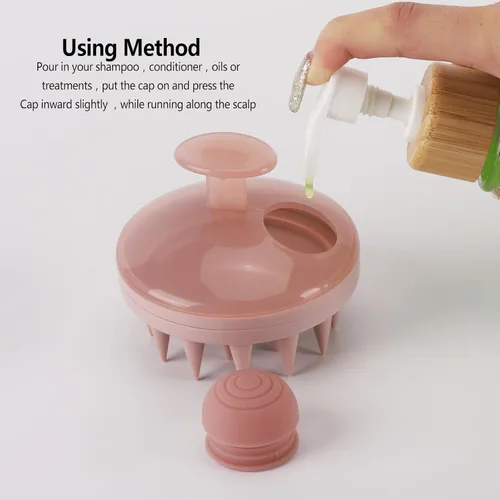 Miniatura 2 de BTYMS Cepillo de champú y exfoliante para el cuero cabelludo con dispensador, cepillo exfoliante y masajeador de silicona para eliminar la caspa