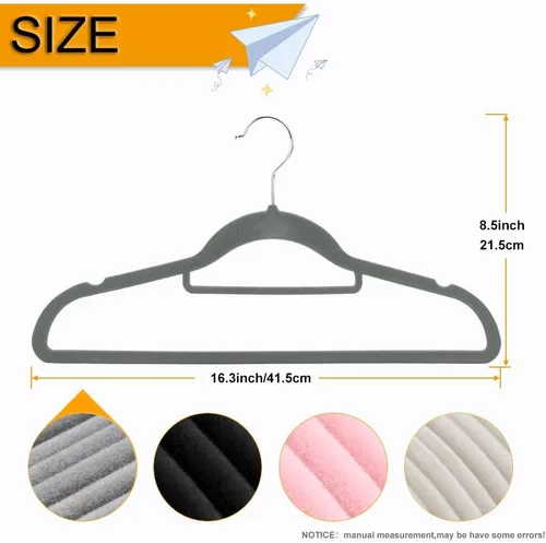 Miniatura 6 de Paquete de 50+10 perchas de terciopelo antideslizantes para ropa para trajes, perchas para ahorrar espacio de 15-20 libras, perchas resistentes