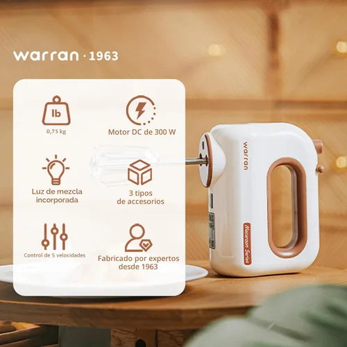 Miniatura 2 de Batidora de mano eléctrica compacta y ligera de 300W, con potente motor DC silencioso para hornear, pasteles, brownies, masa para galletas, ideal