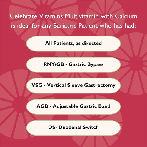 Miniatura 5 de Celebrate Vitamins Multivitamínico bariátrico 4 en 1 con batido de proteína de citrato de calcio, 500 mg de calcio, para cirugía post bariátrica