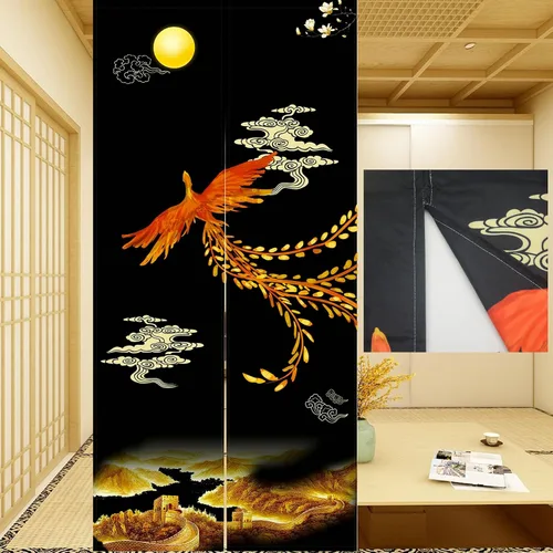 Miniatura 22 de LIGICKY Cortinas Noren estilo japonés para puerta, gruesas, largas, impresas, tapices colgantes para decoración del hogar, 33.5 x 47.2 pulgadas