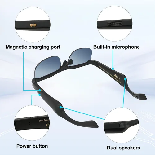 Miniatura 3 de Lentes inteligentes para hombres y mujeres, con Bluetooth 5.3, polarizados, abiertos, música, sin marco, lentes degradados