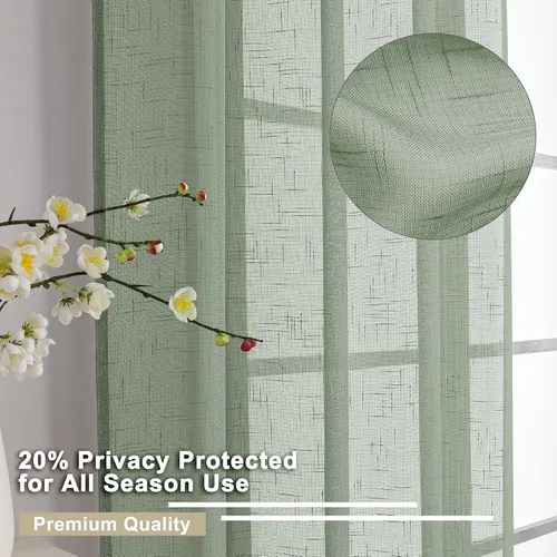 Miniatura 6 de Aiyufeng Niveles transparentes de lino verde 45 pulgadas