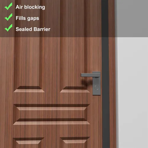 Miniatura 4 de Elvone Tope de puerta en forma de T, tira de sellado de silicona de 1.37 pulgadas x 20 pies para huecos de ventanas, burlete para ducha, color negro