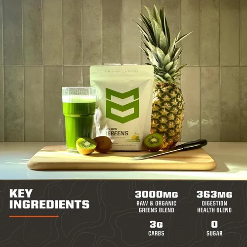 Miniatura 6 de MTN OPS Super Greens Daily Superfood Blend naturalmente endulzado con fruta de monje apoyo inmune y digestivo Verdes ricos en clorofila, polvo