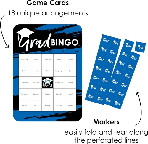 Miniatura 2 de Big Dot of Happiness Blue Grad - Best is Yet to Come - Tarjetas de bingo y marcadores - Juego de bingo en forma de fiesta de graduación azul real