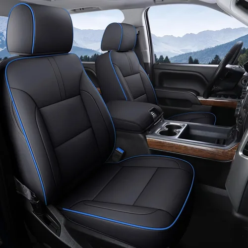 Miniatura 15 de Coverado Fundas de asiento para Chevy Silverado, fundas de asiento de piel sintética para Chevy Silverado GMC Sierra 2007-2025 1500, 2015-2025 Rojo