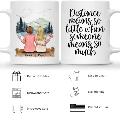 Miniatura 4 de Gossby Taza de Café Personalizada de Amistad - Regalo Personalizado de Larga Distancia para Mujeres Mejores Amigas con Diseño, Nombre - Navidad