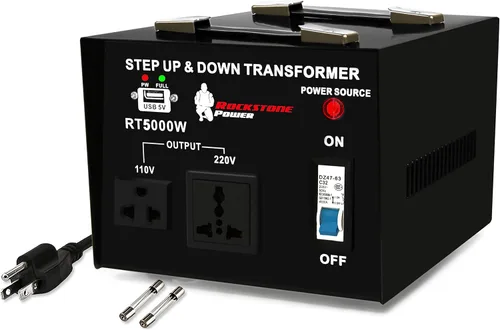 ROCKSTONE POWER Transformador Convertidor de Voltaje de 5000 Vatios - Convertidor de Potencia de Paso Alto/Bajo AC 110V/120V/220V/240V - Protección