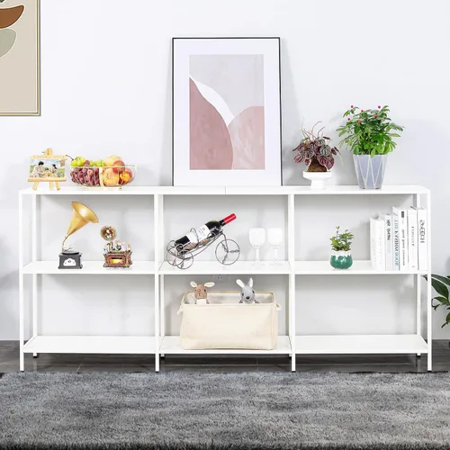 Miniatura 6 de DCLRN Mesa consola, mesa de entrada estrecha y larga con estante de almacenamiento para entrada, vestíbulo, pasillo, sofá, sala de estar, bar, Blanco