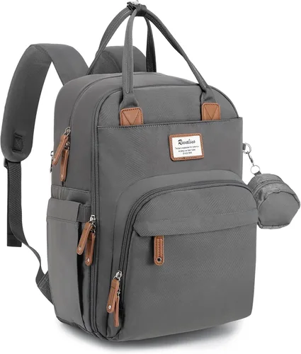 RUVALINO Mochila para pañales, mochila de viaje multifunción, bolsa de maternidad para bebé, gran capacidad, impermeable y elegante, gris hierro