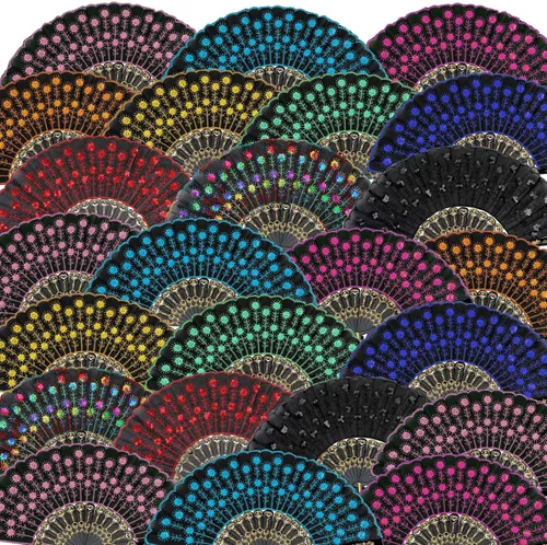 Geetery 50 abanicos de mano plegables a granel para mujeres, abanicos plegables chinos decorativos de mano con diferentes patrones de flores,