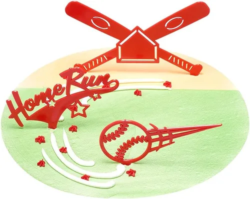 Miniatura 7 de DecoSet Home Run - Juego de béisbol para tartas, decoración de pasteles para cumpleaños o celebraciones de equipo, bates de béisbol, pelota y fotos