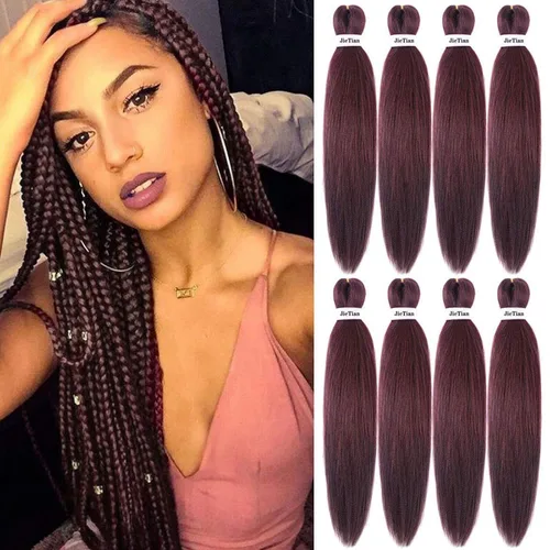 Miniatura 15 de Liang Dian Cabello Trenzado Preestirado Ombre de 12 Pulgadas, 8 Paquetes de Trenzas de Ganchillo Sintéticas, Ajuste con Agua Caliente, Extensiones