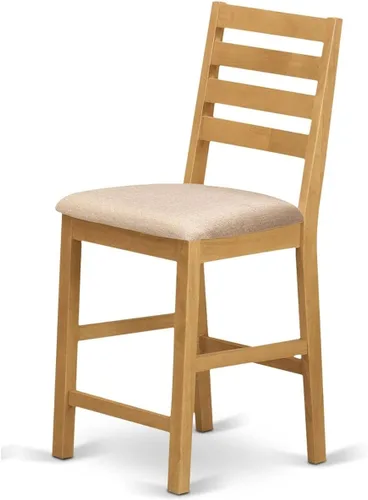 Miniatura 4 de East West Furniture CFS-OAK-C - Taburetes de bar con altura de mostrador de café, sillas de madera tapizadas de tela de lino, juego de 2, roble