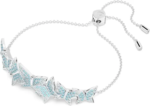 Miniatura 2 de SWAROVSKI Pulsera Lilia, mariposa, cristal azul, acabado de rodio, Latón Cristal, Sin gemas.