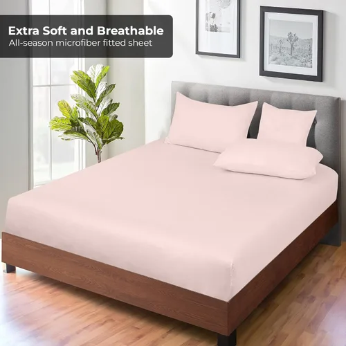 Miniatura 4 de Royale Linens Sábana Bajera King - Microfibra Cepillada Ultra Suave 1800 - Sábanas Inferiores de Lujo Hotelero - Sin Arrugas y Resistente a la Rosa