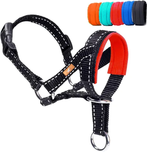 Miniatura 15 de Collar de cabeza de perro con tela reflectante, arnés ajustable para cabeza de perro para evitar tirones para perros pequeños, medianos y grandes
